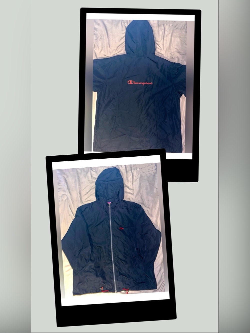 Retro Champion AUTHENTIC Athletic Apparel Black Full Zip Windbreaker Jacket LRG